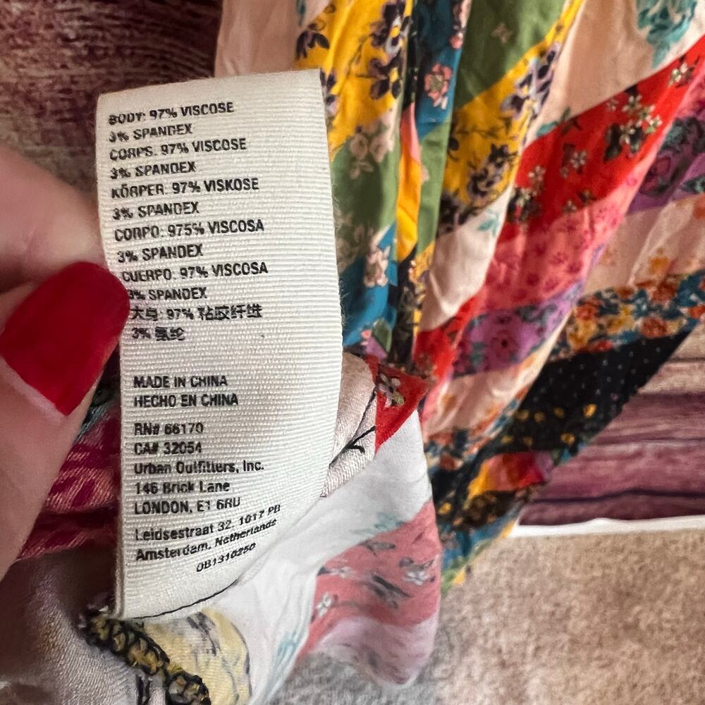 Free People Fiona Maxi Bodycon Dress Confetti Rainbow Striped Floral Boho Med - Picture 10 of 10
